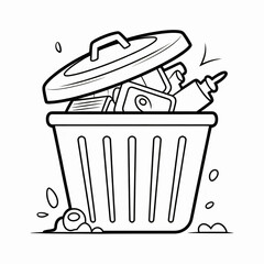 Garbage illustration vector style coloring page