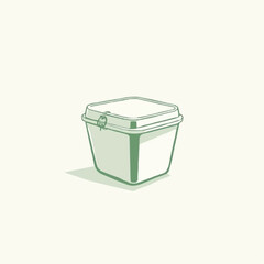 Monochrome plastic container for salad in vector style design  