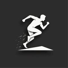Runner jumping over hurdle bar in vector style design  