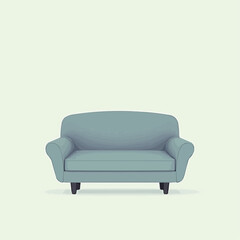 Blue therapy couch in vector style on a light pastel background  