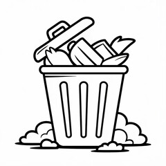 Garbage illustration vector style coloring page 