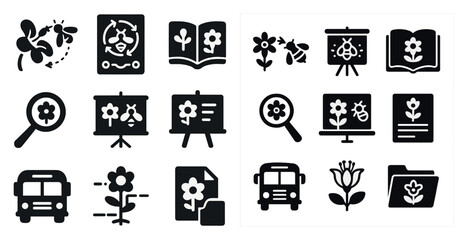 Nature and education icons set &ndash; solid, filled, study and learning symbols