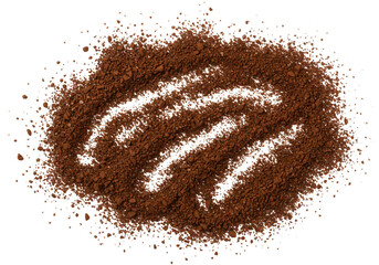 Ground coffee isolated on transparent background is arranged with lines drawn through it