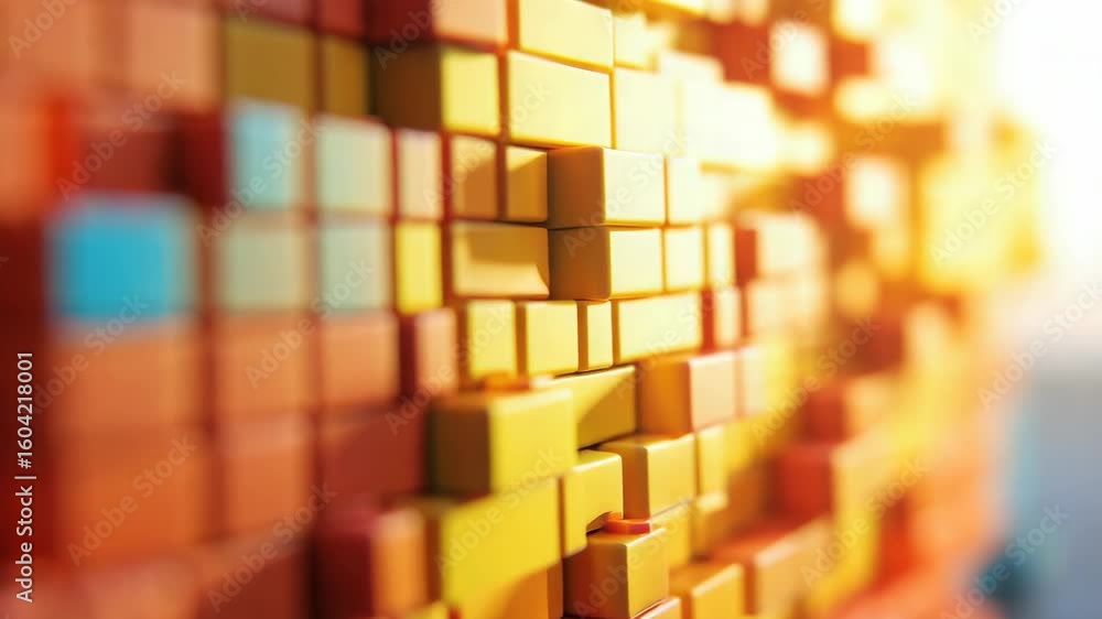Poster colorful 3d blocks arranged in mosaic pattern