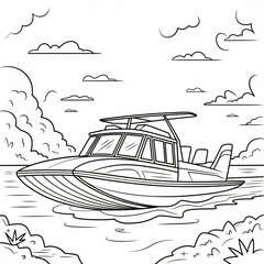 Airboat illustration vector style colouring page