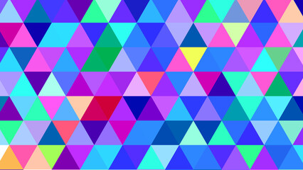 Geometric Harmony: A vivid composition of interconnected triangles, forming an abstract visual tapestry. The use of a spectrum of colours and intricate geometric shapes.