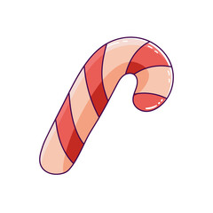 Caramel cane, striped lollipop, Christmas sweet, treat. Hand-drawn doodle clipart