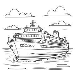 Ferry illustration vector style coloring page line art