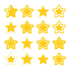 Obraz premium Collection of bright yellow cartoon stars with a glossy effect