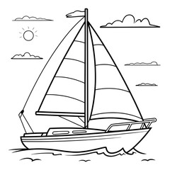 sailboat illustration vector style coloring page 