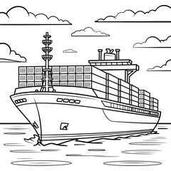 A black and white Container illustration vector style colouring page