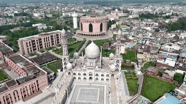 An arial 4k footage of Masjid Rasheed at Darul Uloom Deoband, Saharanpur