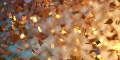 The shimmering confetti creating a festive atmosphere during a joyous celebration.