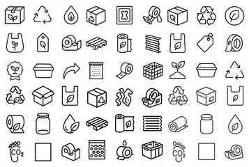 Recycling and sustainability outline icons set – line, eco, environmental symbols