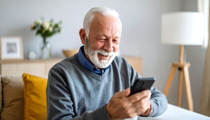 Senior man using smartphone