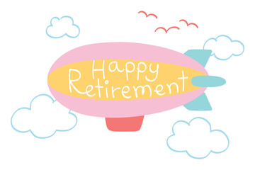 Obraz premium Blimp farewell card on cloud background