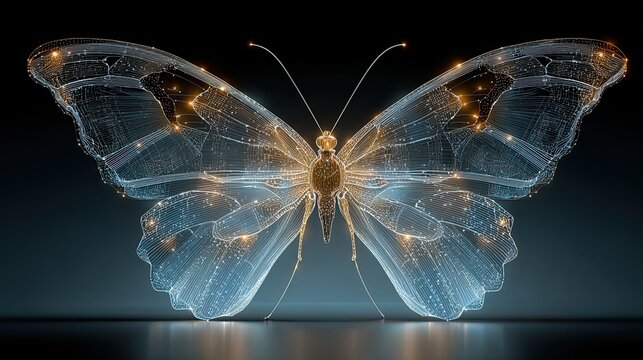Digital transformation butterfly concept, modern tech change symbol, innovation process scene, creative data art