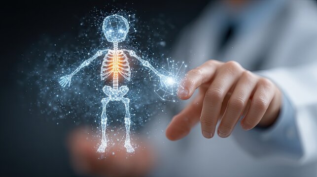 Doctor holding child hologram, pediatric health care, futuristic medical technology, digital anatomy, smart hospital art
