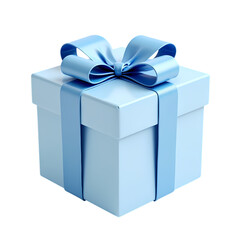 3d A light blue gift box with a ribbon isolated on transparent background