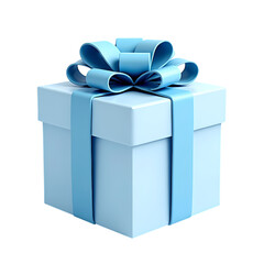 3d A light blue gift box with a ribbon isolated on transparent background