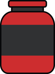 Red black protein supplement jar illustration