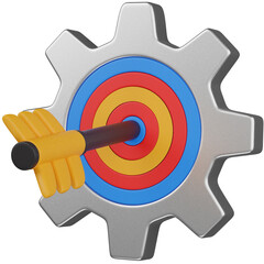 3D RENDER Gear Target with Arrow ICON 