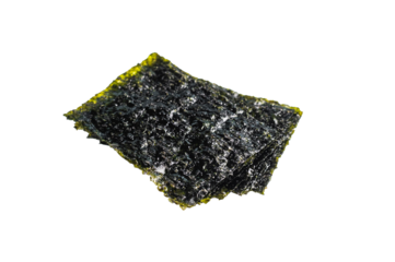 Dried nori seaweed sheets isolated on white background. top view