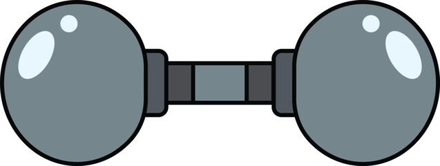 Gray dumbbell with round weight ends illustration