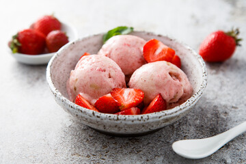 Homemade strawberry ice cream