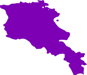 Purple silhouette of Armenia map on a white background. Clean vector illustration ideal for educational use, geographic designs, infographics, and political or cultural materials.