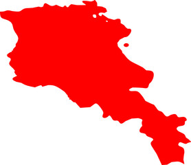 Red silhouette of Armenia map on a white background. Clean vector illustration ideal for educational use, geographic designs, infographics, and political or cultural materials.