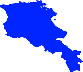 Blue silhouette of Armenia map on a white background. Clean vector illustration ideal for educational use, geographic designs, infographics, and political or cultural materials.