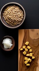 Crafting tempeh with organic soybeans and fermentation culture in a cozy kitchen setting