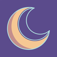 Minimalist One-Line Vector Illustration of Crescent Moon on White Background