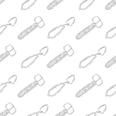 doodle construction seamless pattern. construction tool background