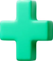 3D Green Cross Shape for Design and Art