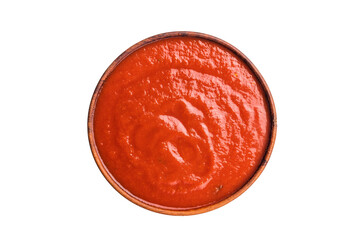 Canned Tomato sauce, preserved paste for cookng, isolated on white background