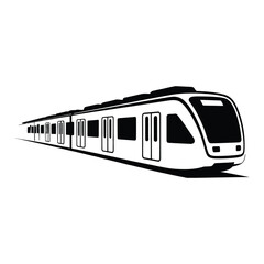 Metro Train Icon, Vector, Illustration, Outline, Line Art, Silhouette, Logo, White Background.