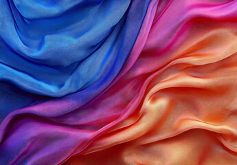 Vibrant Multicolor Silk Fabric with Smooth Flowing Texture and Rich Shiny Satin Finish