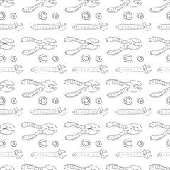 doodle construction seamless pattern. construction tool background