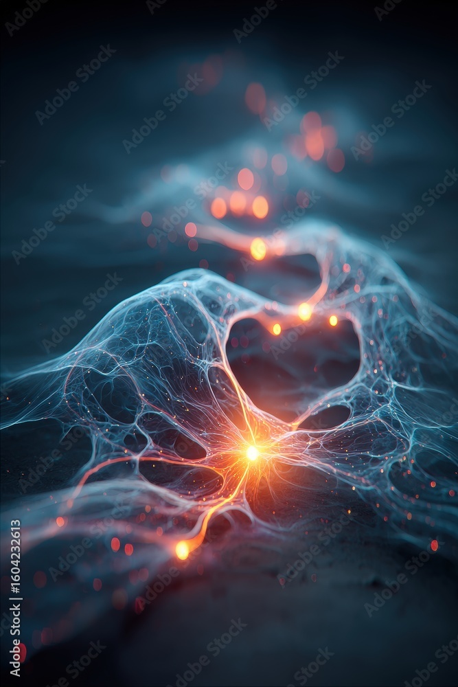 Poster futuristic digital network with glowing data streams