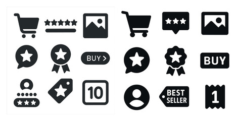 E-commerce and shopping filled icons set – solid, retail and online store graphics