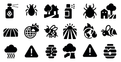 Agriculture and nature icons set – solid, filled, farming and environmental symbols