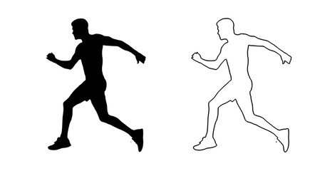 black and white image of a running man black, image, man, run, silhouette 