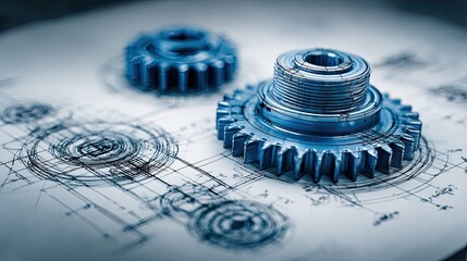 Machinery components blueprint design, technical drawing, engineering art, industrial plan, mechanical parts sketch