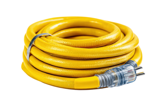 Yellow Power Cord Close up Coil Extension Cable Wire Home Improvement Connection Equipment