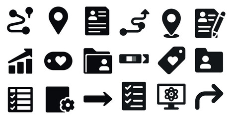 Business and office solid icons set &ndash; filled, professional, workplace symbols