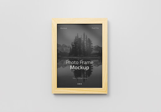 Wooden Photo Frame Mockup Display