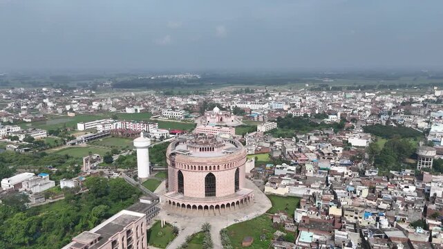An arial 4k footage of Library building at Darul Uloom Deoband, Saharanpur
