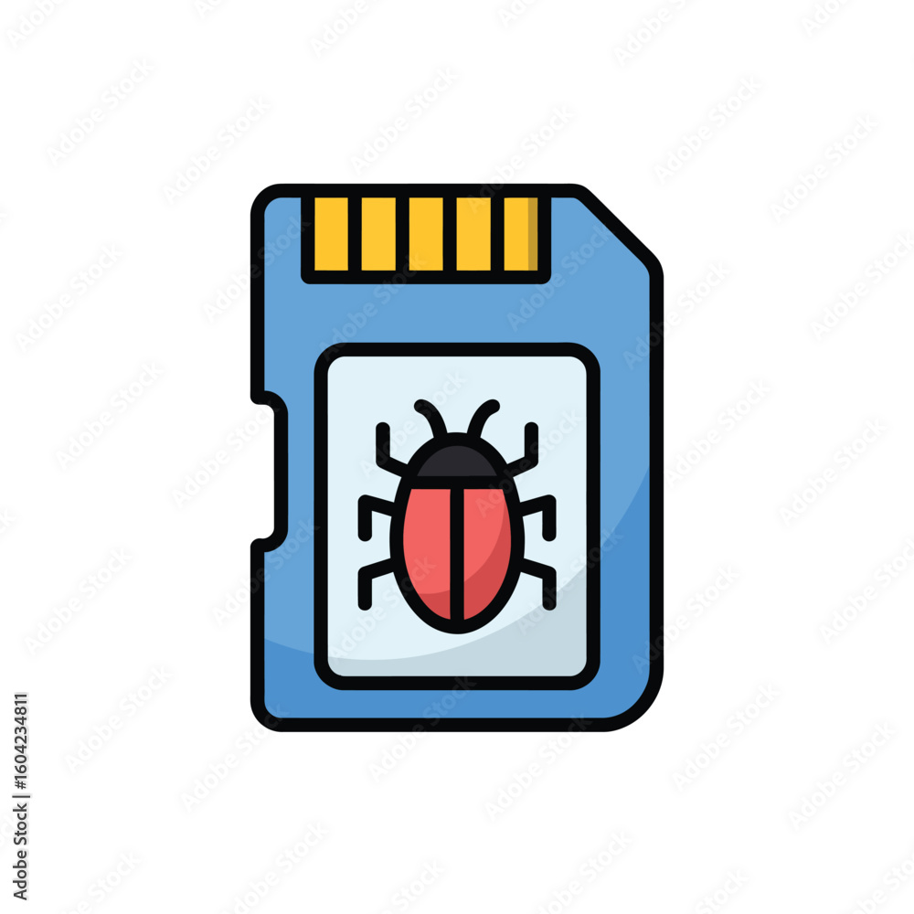 Poster malware infected sd card digital virus protection and antivirus security threat concept illustrative